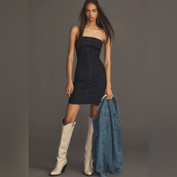 Anthropologie Denim Strapless Bodycon Dress NWT - Picture 13 of 13